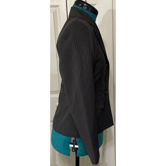 Evan-Picone Petite Suit Jacket Brown w/Stripes Polyester Blend Women's Size 6P - Picture 4 of 16
